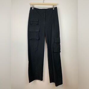 Wilfred Free Maeve Cargo Pants Size 8 Black High Rise Wide Leg Pockets Y2K Heavy